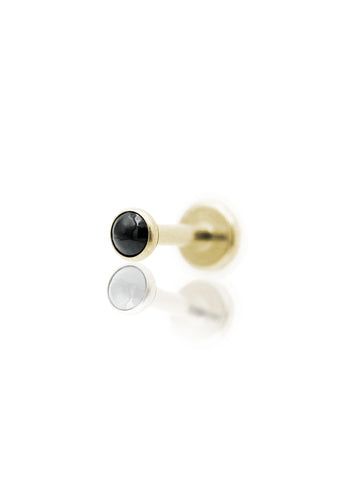 Kolczyk do ucha "1 stone black" - złoty tytanowy labret z czarnym onyksem