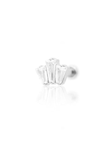 Kolczyk do ucha "Mini crown" - tytanowy labret z trzema podłużnymi cyrkoniami