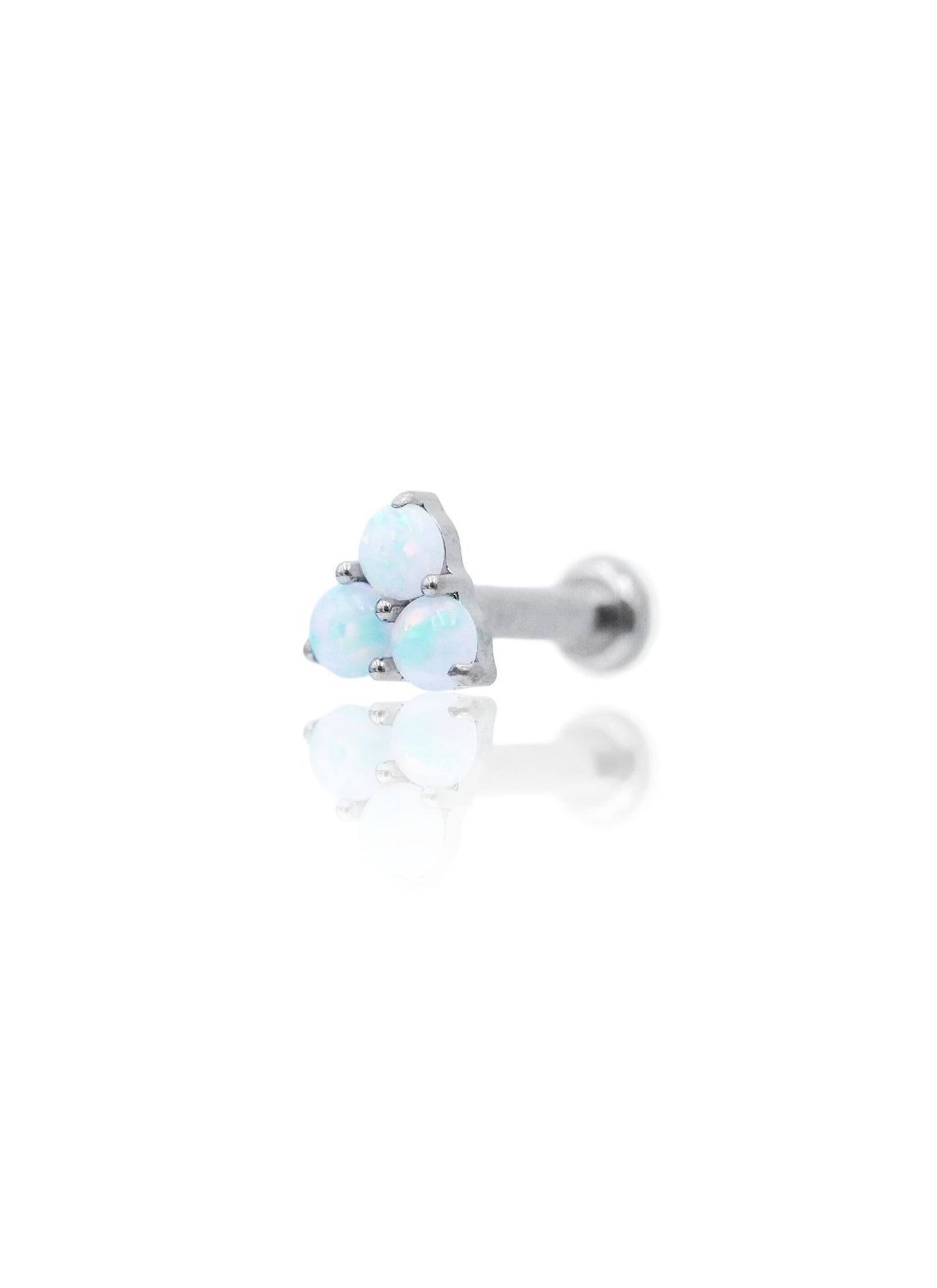 Kolczyk do ucha "Aurora opal" - tytanowy labret z trzema opalami