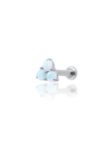 Kolczyk do ucha "Aurora opal" - tytanowy labret z trzema opalami