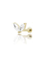 Kolczyk do ucha "Butterfly wings" - złoty tytanowy labret z dwoma cyrkoniami w kształcie łezek