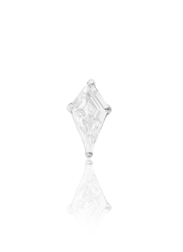 Kolczyk do ucha "Diamond kite" - tytanowy labret z cyrkonią w kształcie rombu