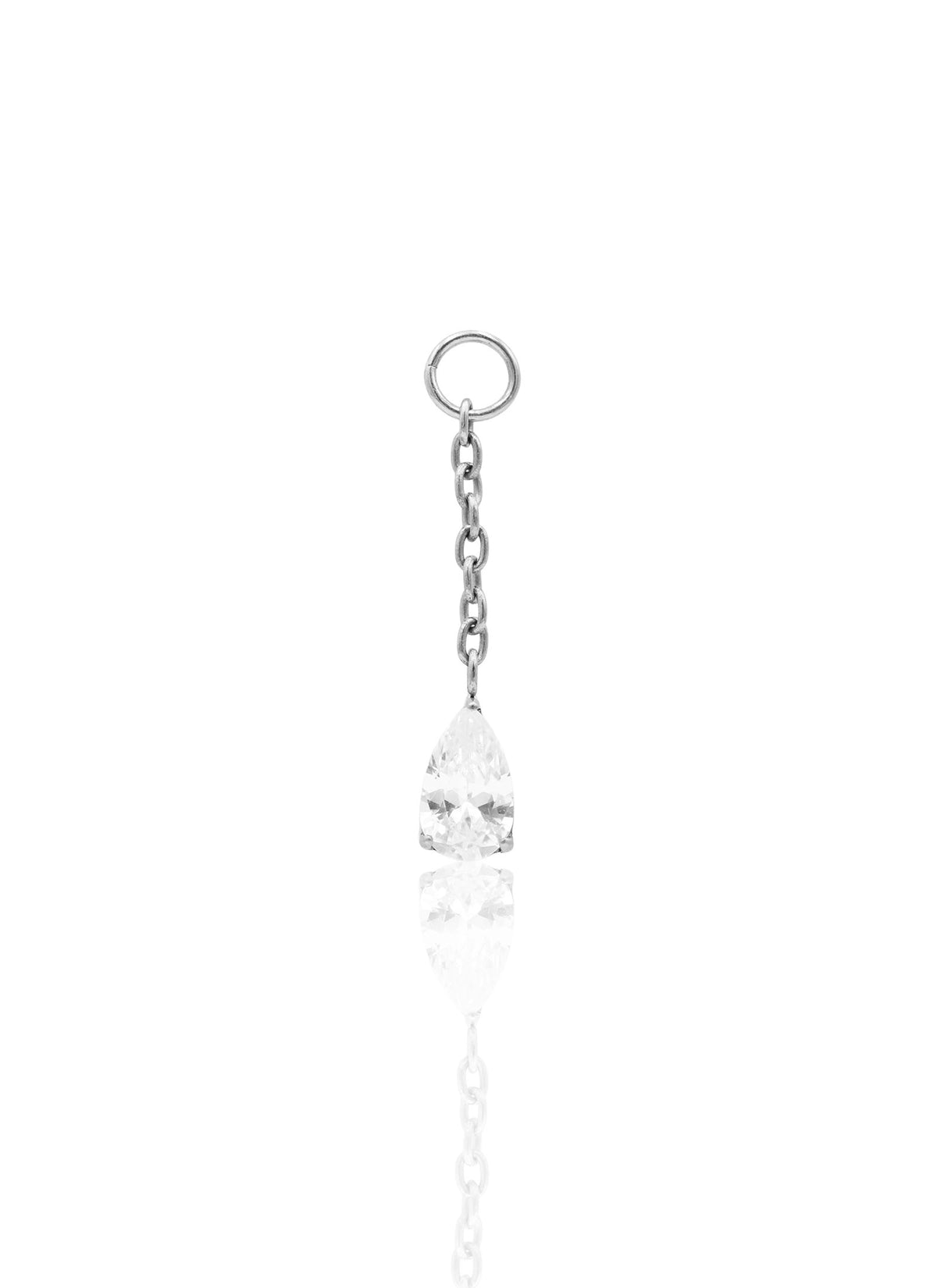 Tytanowa zawieszka "Crystal drop" z łańcuszkiem i cyrkonią
