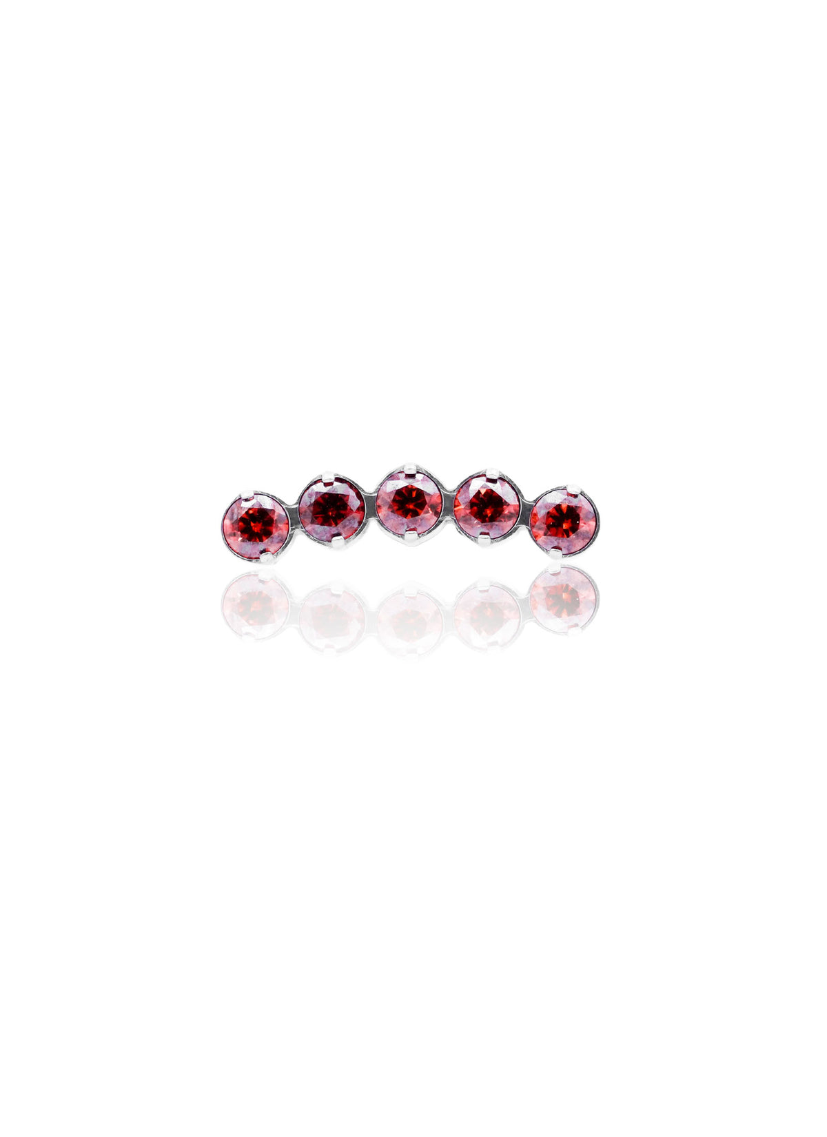 Kolczyk do ucha "Ruby arc" -  tytanowy labret z czerwonymi cyrkoniami