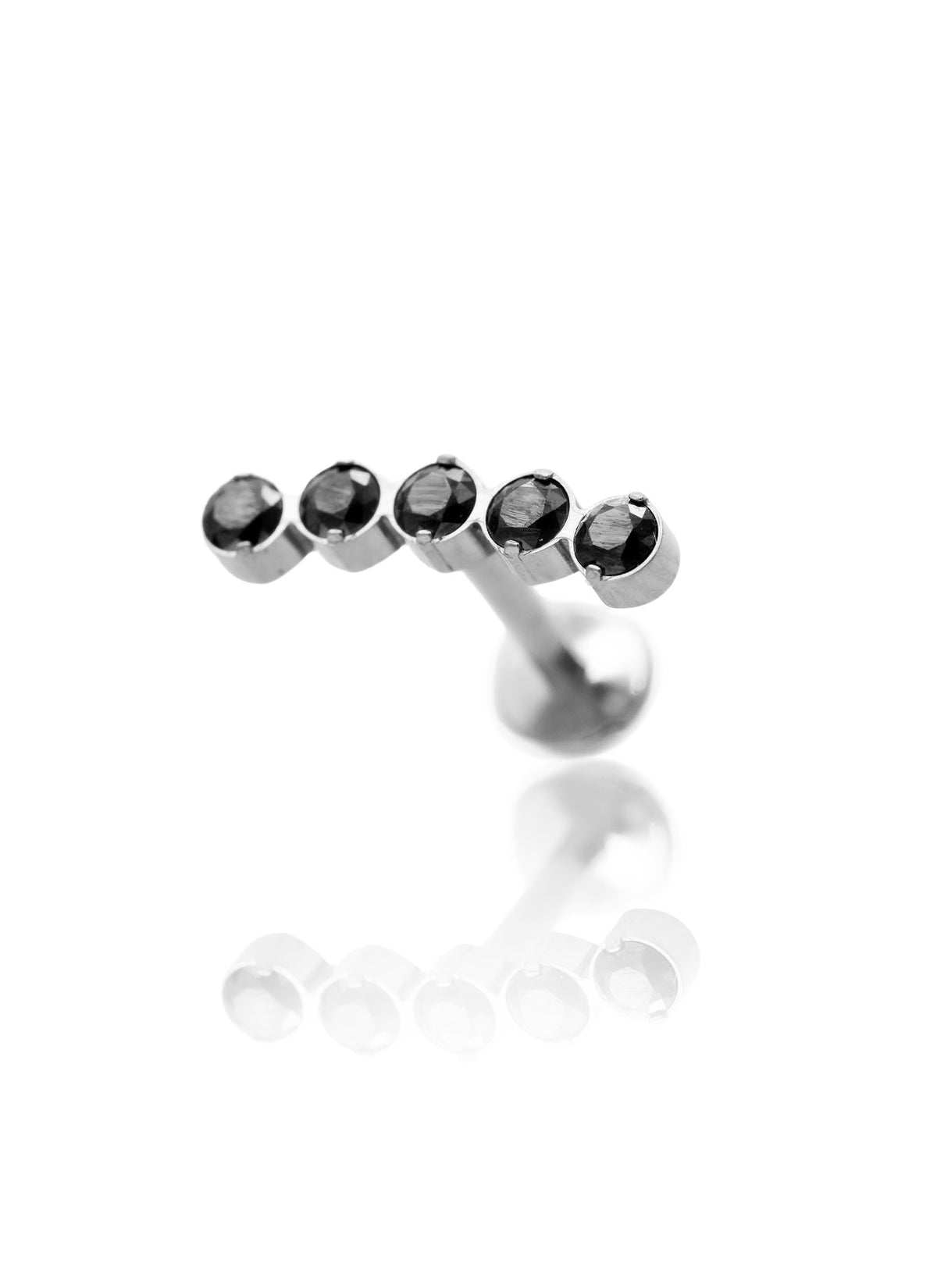 Kolczyk do ucha "Midnight arc" -  tytanowy labret z czarnymi cyrkoniami