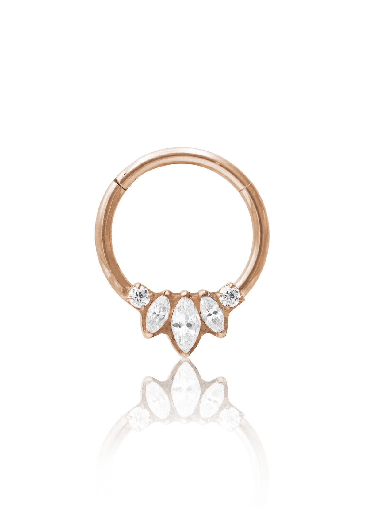 Kolczyk do ucha lub nosa "Crystal lotus" -  tytanowy clicker rose gold z cyrkoniami