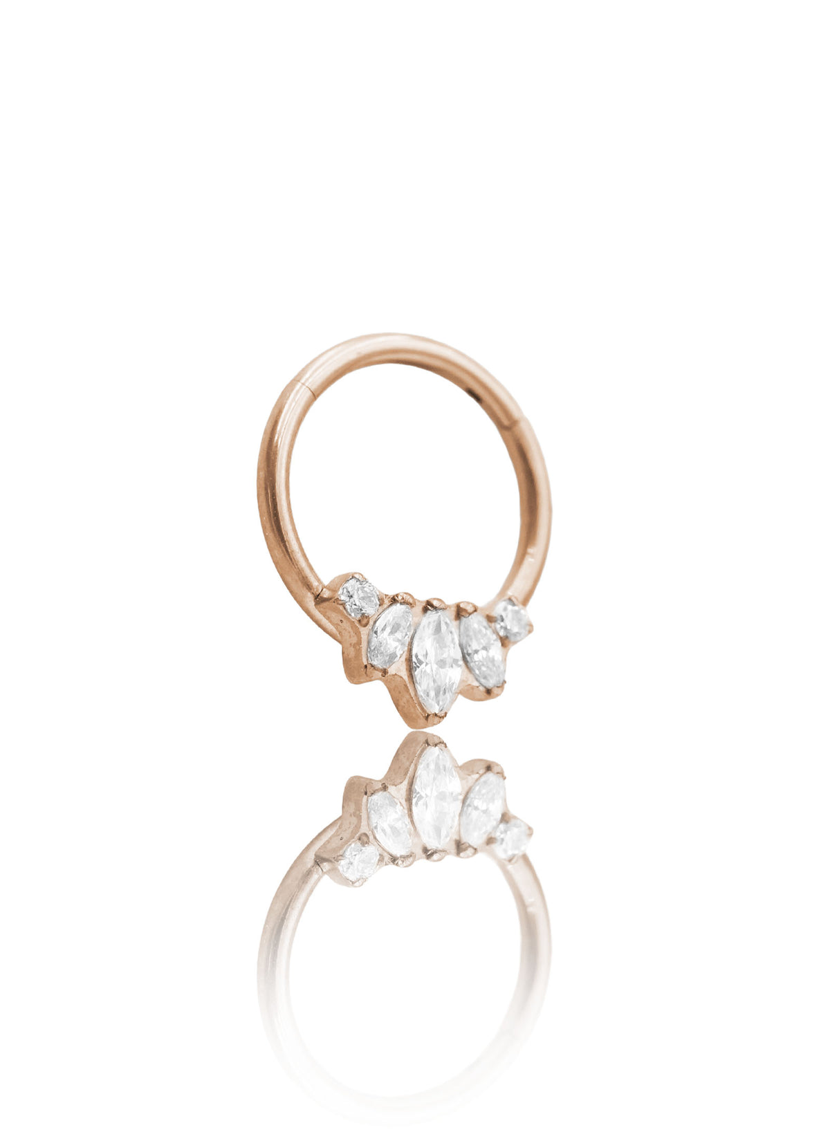 Kolczyk do ucha lub nosa "Crystal lotus" -  tytanowy clicker rose gold z cyrkoniami