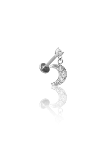 Kolczyk do ucha "Moon drop" -  labret z zawieszką