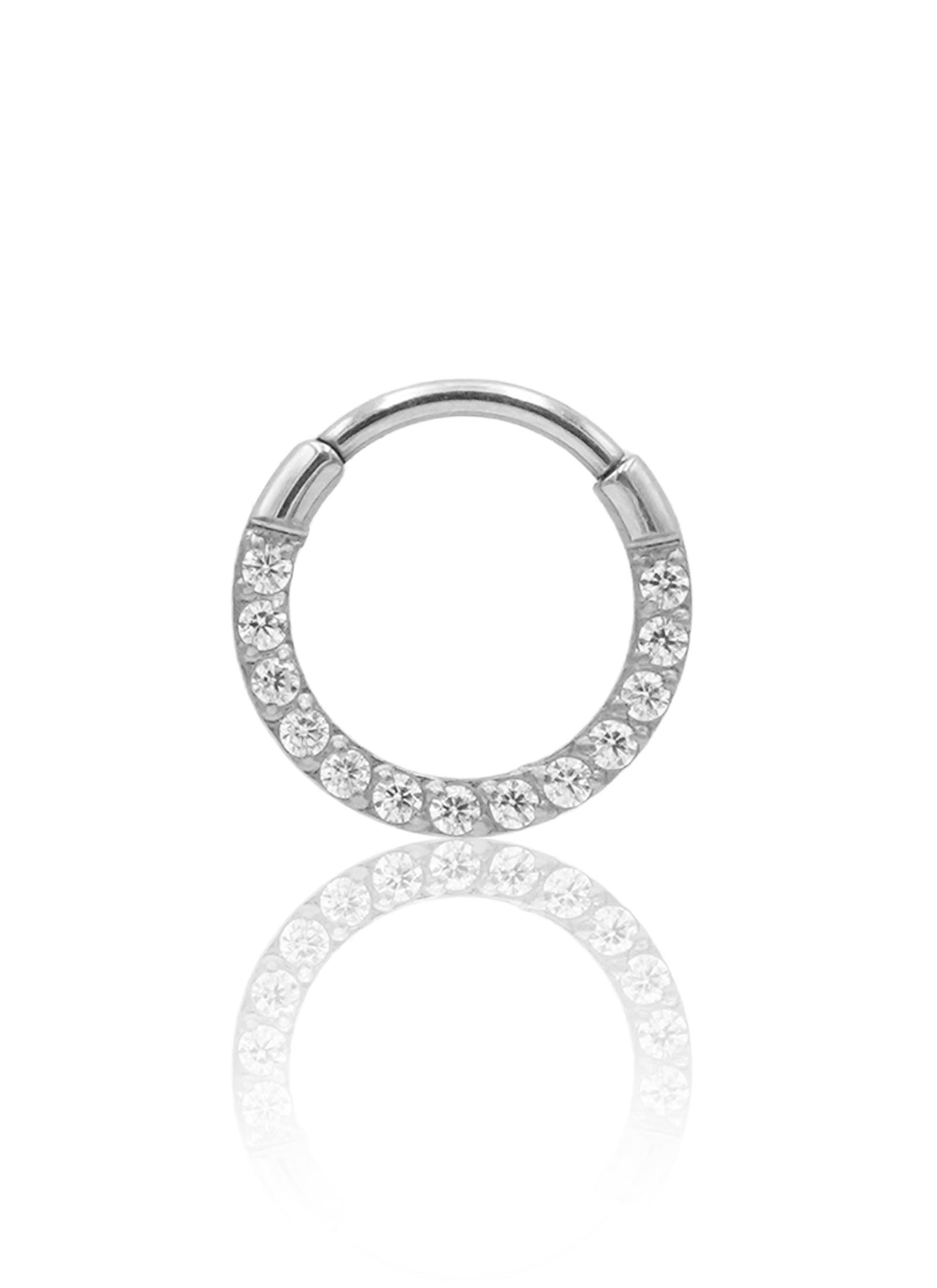 Kolczyk do ucha lub nosa "Sparkline" - tytanowy clicker (7mm) z cyrkoniami