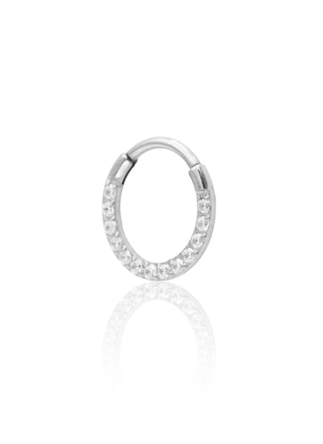 Kolczyk do ucha lub nosa "Sparkline" - tytanowy clicker (7mm) z cyrkoniami