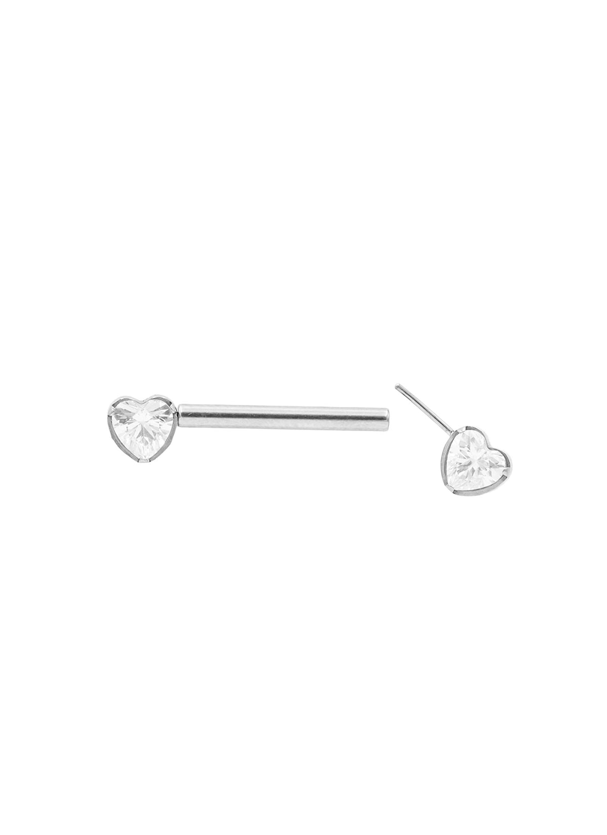 Kolczyk do sutków "Crystal heart" -  tytanowa sztanga z cyrkoniami