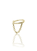Kolczyk do ucha "Orbit chain" - złoty tytanowy clicker z łańcuszkiem 10mm