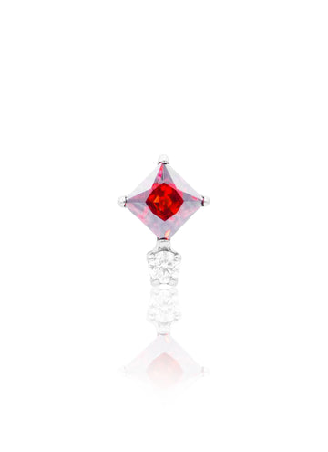 Kolczyk do ucha "Ruby drop" - tytanowy labret z czerwoną cyrkonią