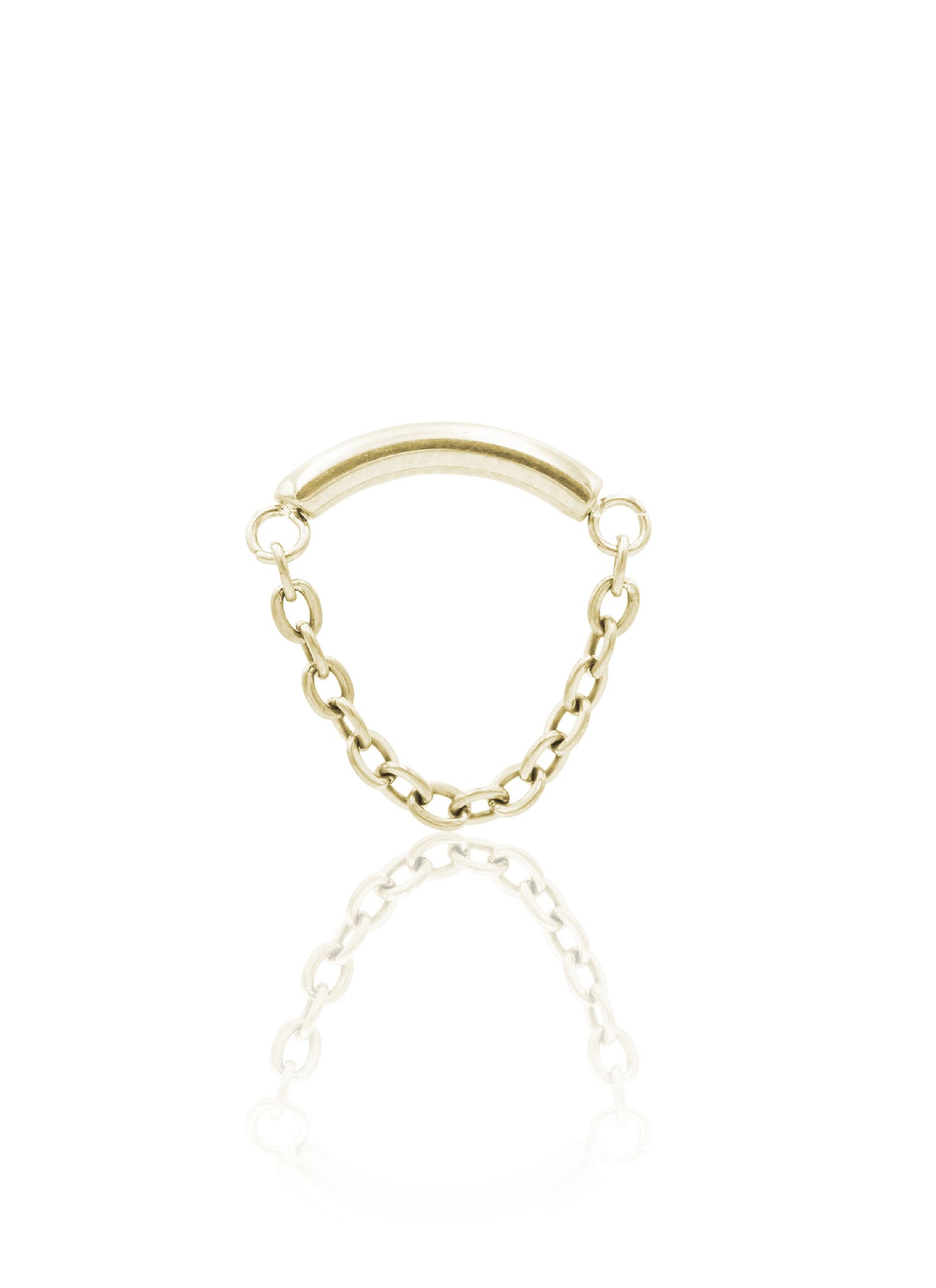 Kolczyk do ucha "Linked" - złoty tytanowy labret z łańcuszkiem