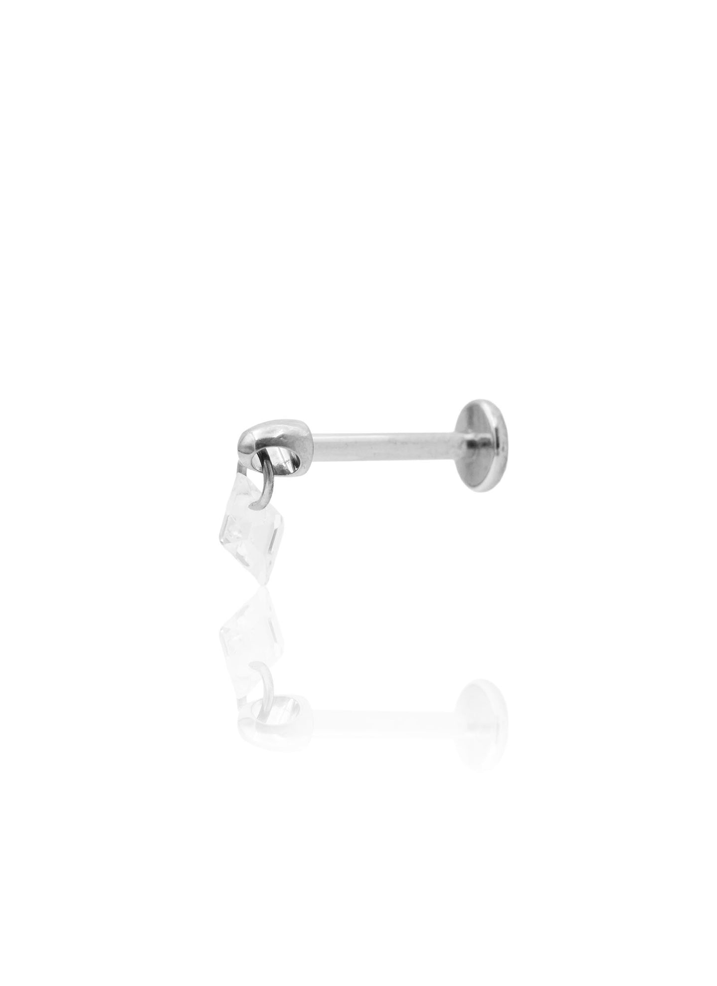 Kolczyk do ucha "Kite charm" - tytanowy labret z zawieszką w kształcie rombu