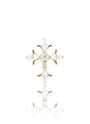 Kolczyk do ucha "Celestial cross" - złoty tytanowy labret w kształcie krzyża z cyrkoniami