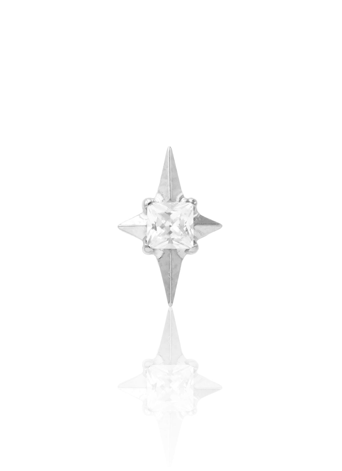 Kolczyk do ucha "Polar star" - tytanowy labret w kształcie gwiazdki z cyrkonią