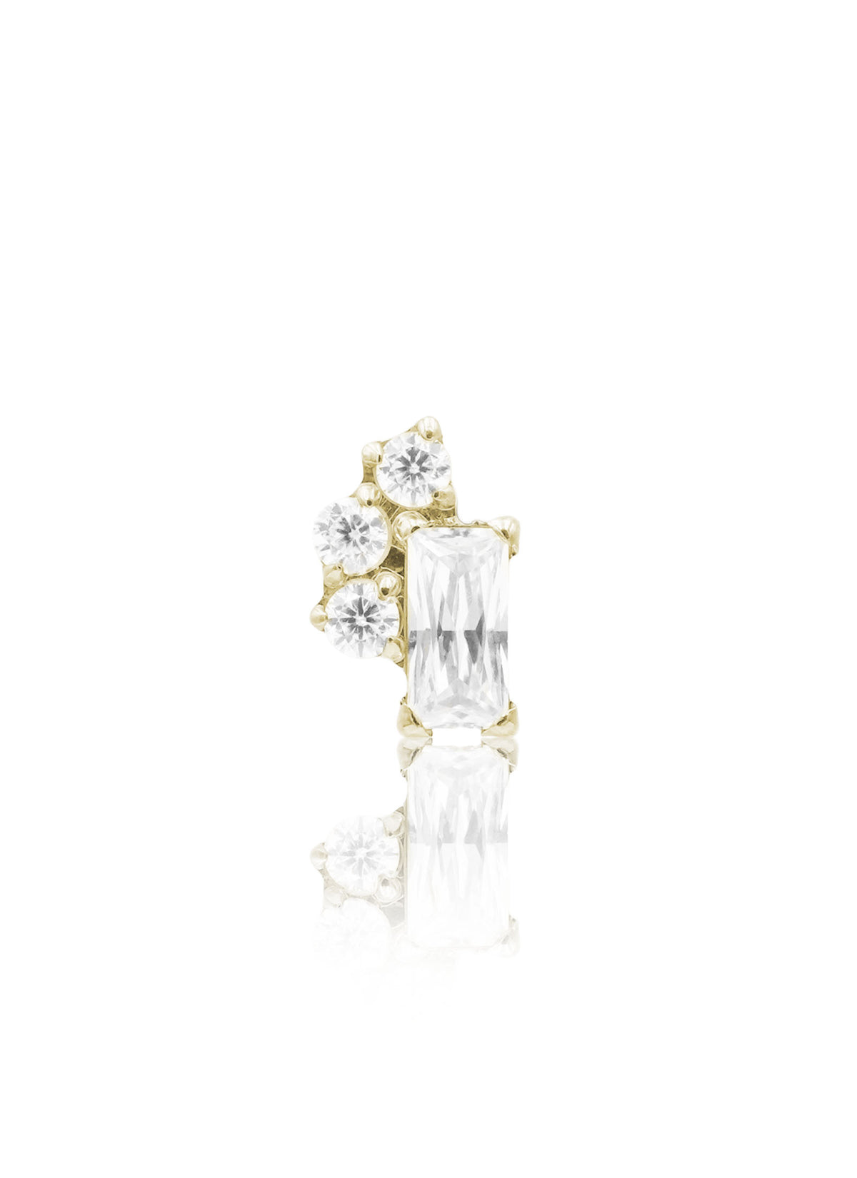 Kolczyk do ucha "Crystal bouquet" - złoty tytanowy labret z cyrkoniami