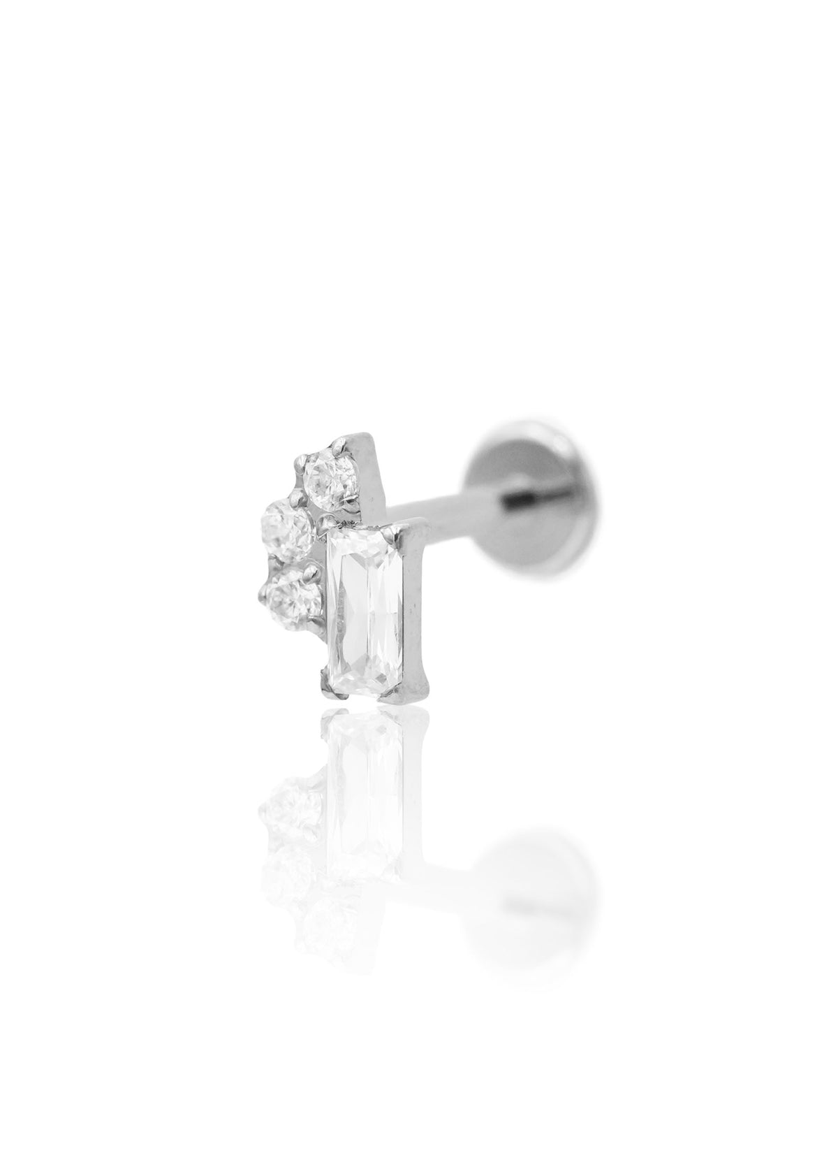 Kolczyk do ucha "Crystal bouquet" - tytanowy labret z cyrkoniami