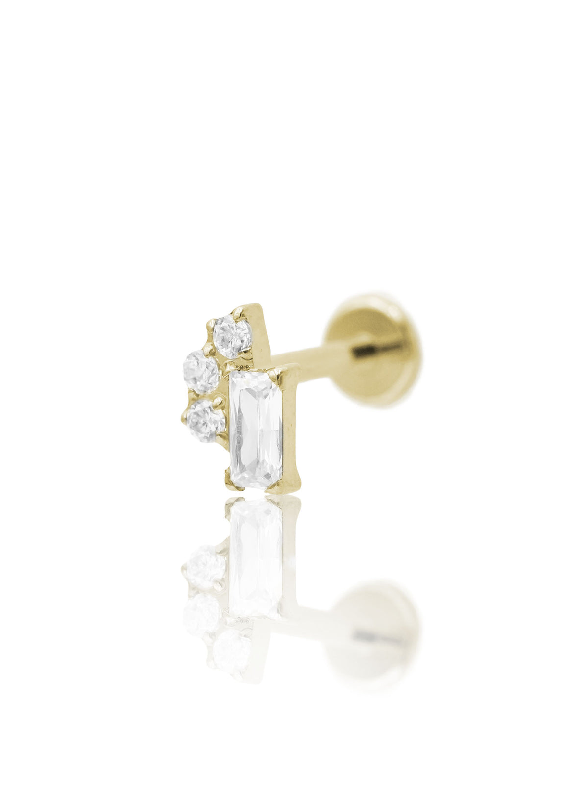 Kolczyk do ucha "Crystal bouquet" - złoty tytanowy labret z cyrkoniami