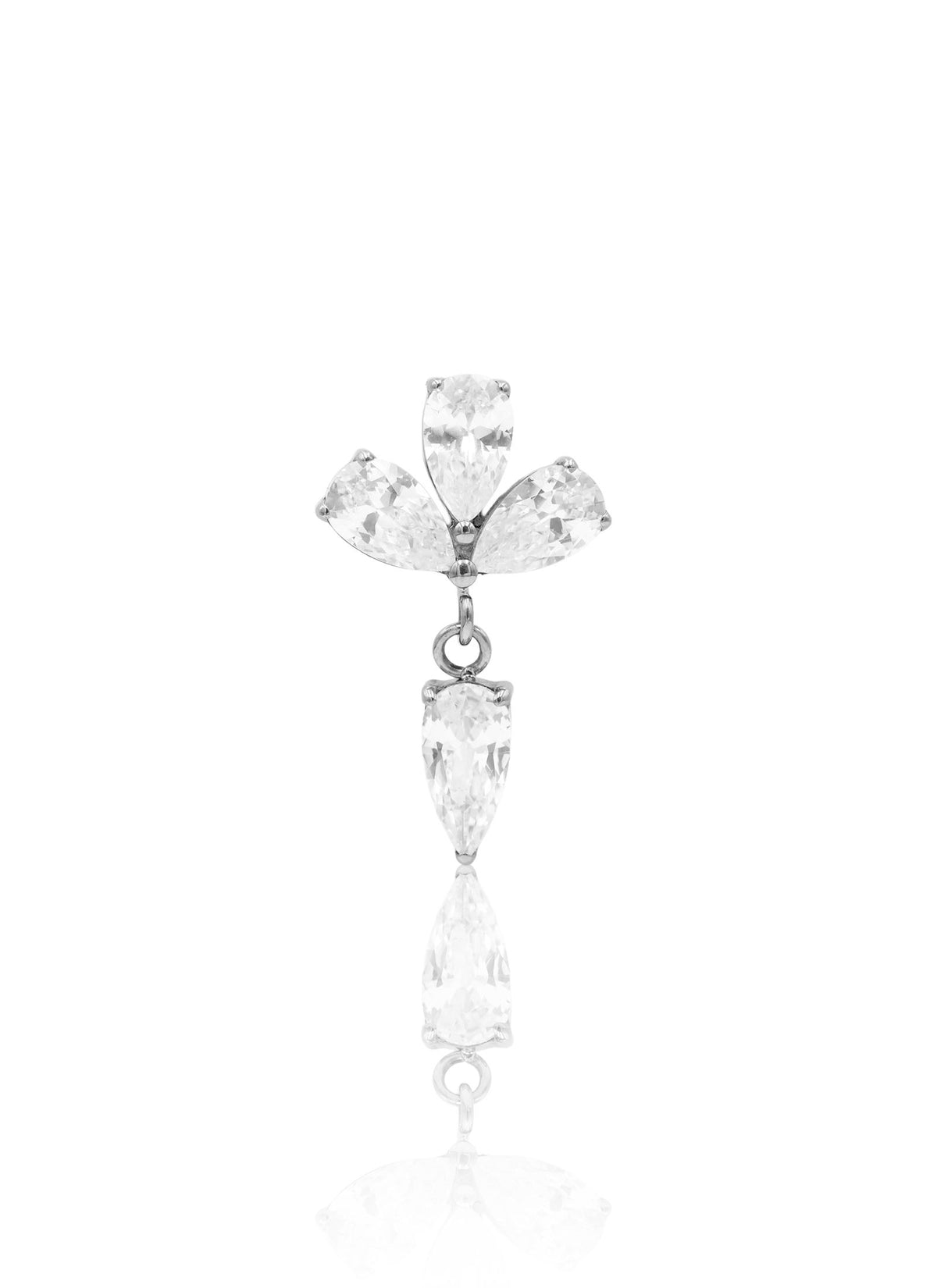 Kolczyk do ucha "Crystal cascade" -  tytanowy labret z  cyrkoniami
