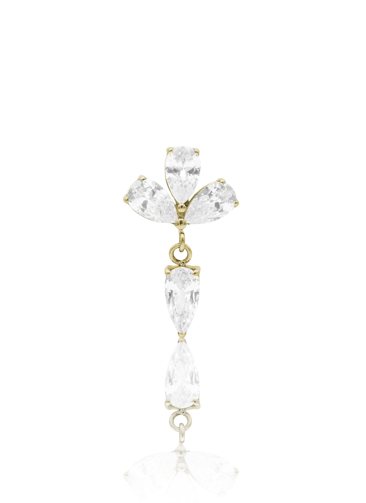 Kolczyk do ucha "Crystal cascade" -  złoty tytanowy labret z  cyrkoniami