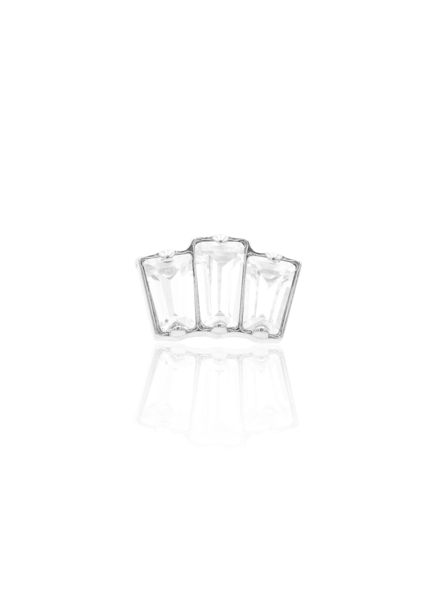 Kolczyk do ucha "Crystal fan" - tytanowy labret z trzema cyrkoniami