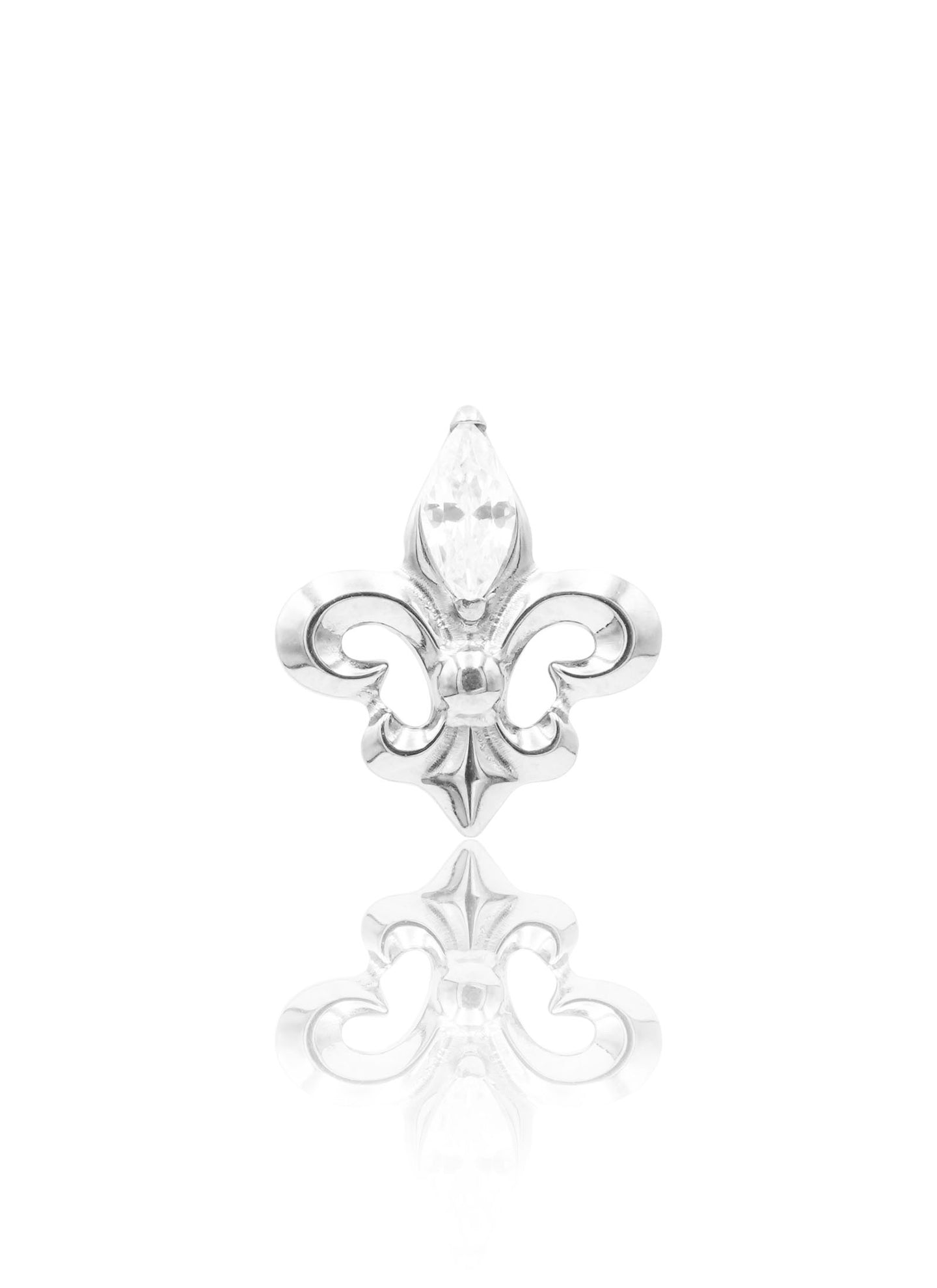 Kolczyk do ucha "Fleur" - tytanowy labret z cyrkoniami