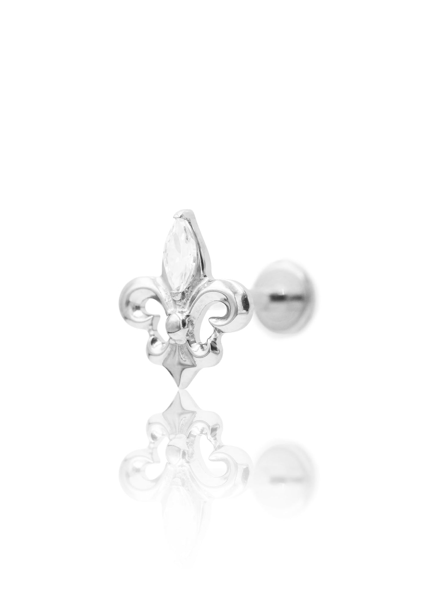 Kolczyk do ucha "Fleur" - tytanowy labret z cyrkoniami