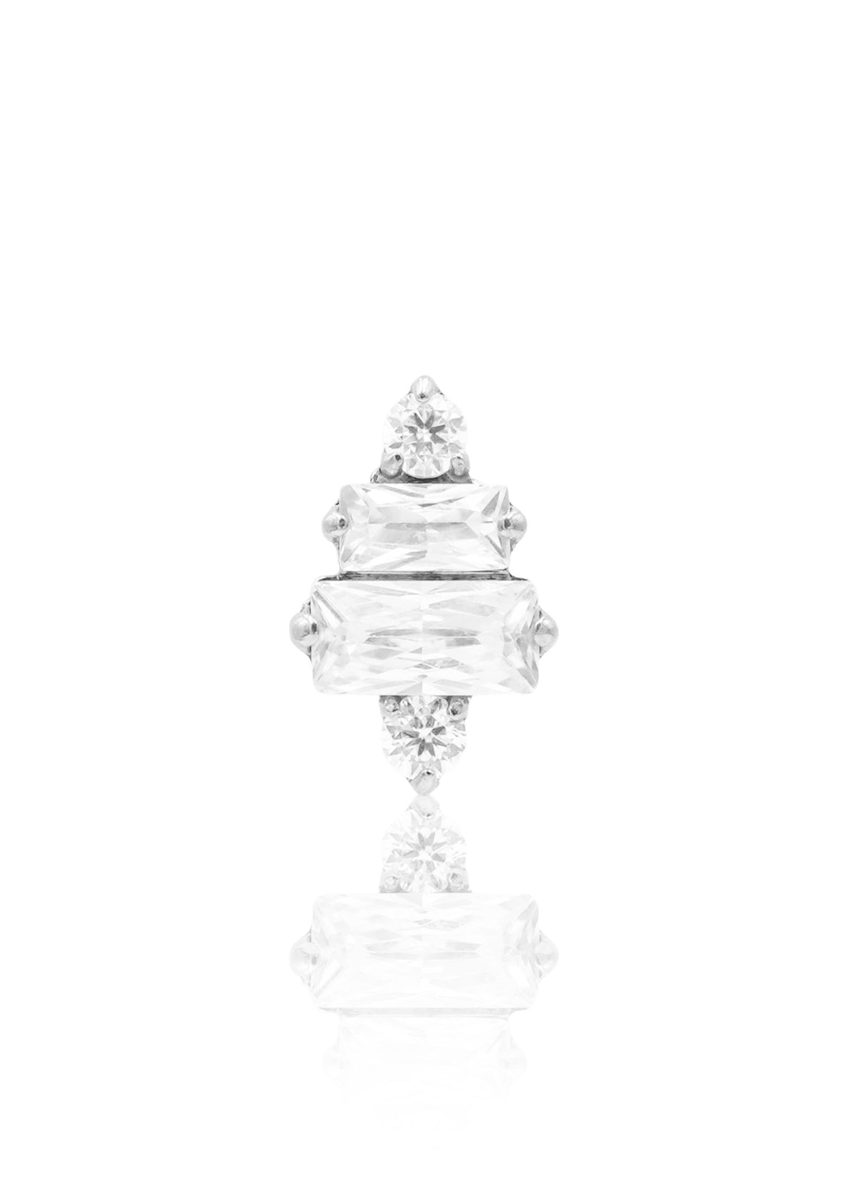 Kolczyk do ucha "Crystal tier" - tytanowy labret z dwoma podłużnymi cyrkoniami