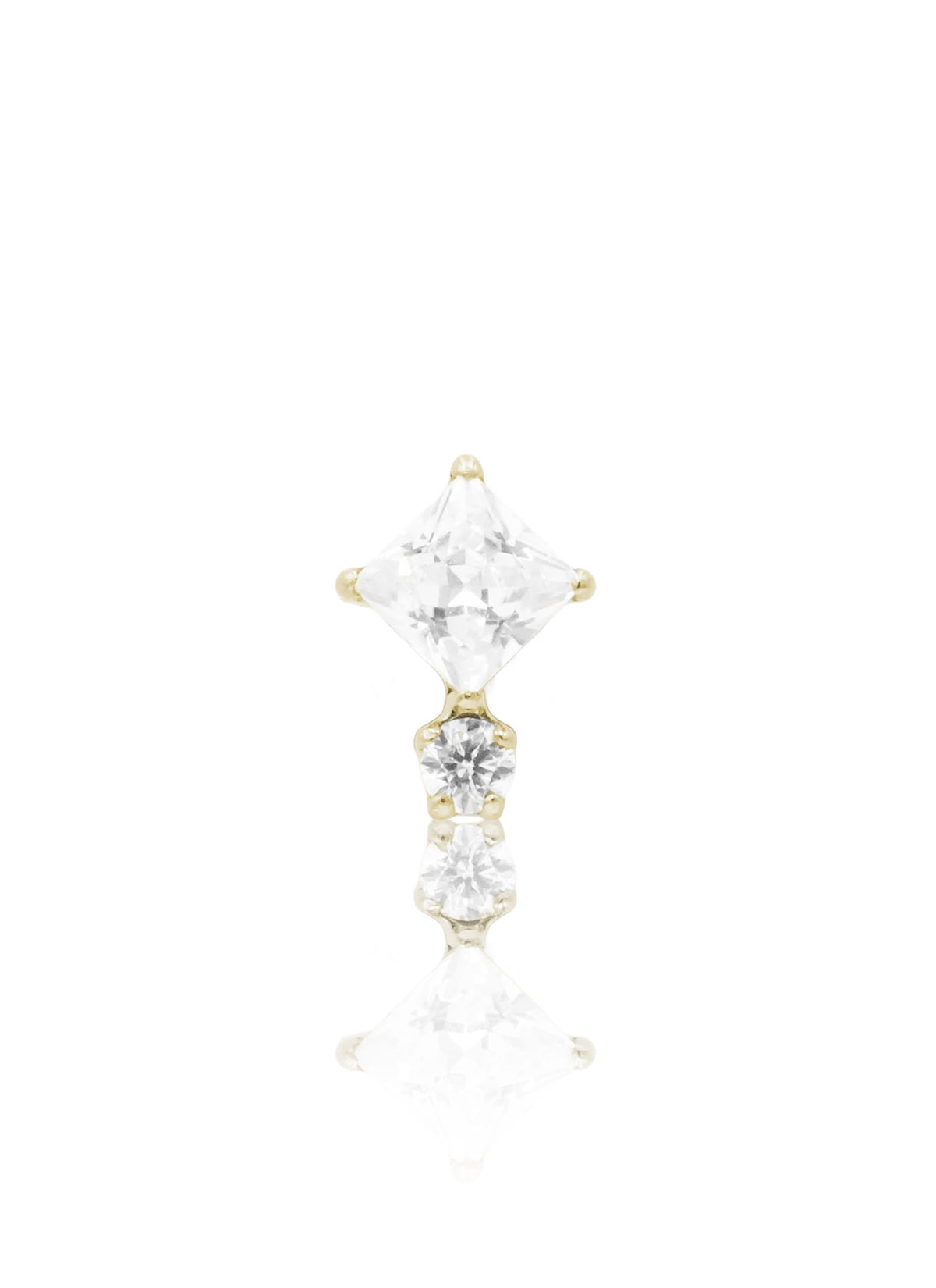 Kolczyk do ucha "Crystal kite" - złoty tytanowy labret z dwoma cyrkoniami