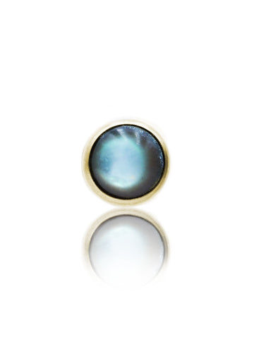 Kolczyk do ucha "1 stone labradorite" -  złoty tytanowy labret z labradorytem