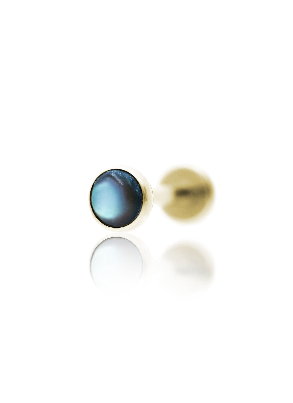Kolczyk do ucha "1 stone labradorite" -  złoty tytanowy labret z labradorytem