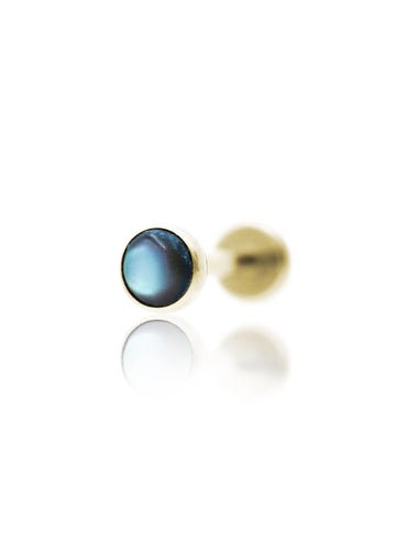 Kolczyk do ucha "1 stone labradorite" -  złoty tytanowy labret z labradorytem
