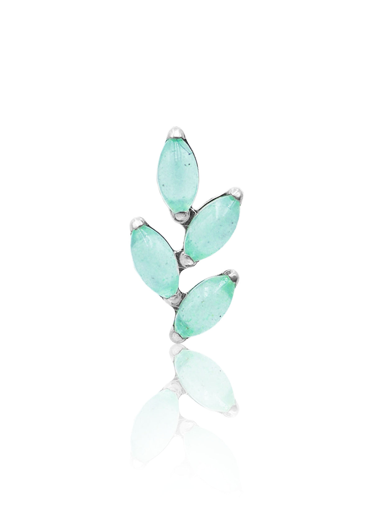 Kolczyk do ucha "4 stone light green leaf" – tytanowy labret z awenturynem