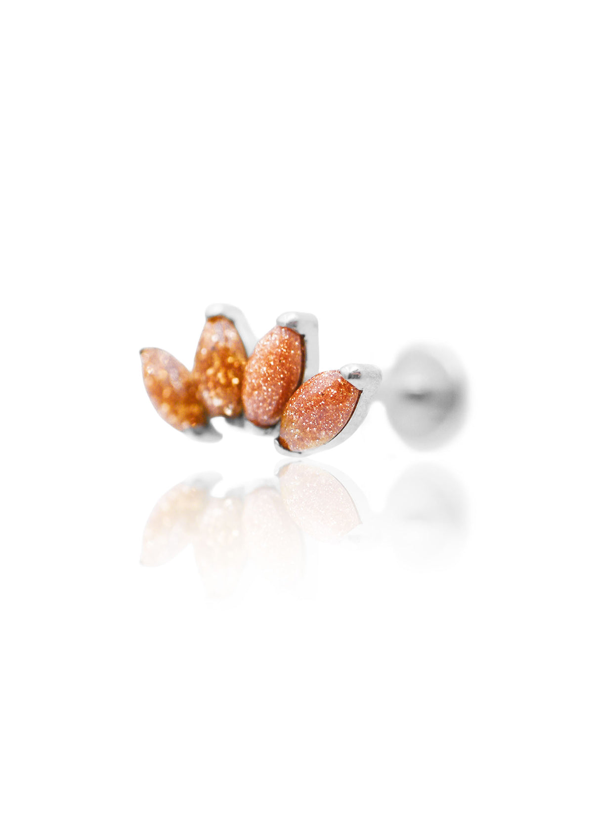 Kolczyk do ucha "4 stone sandstone" – tytanowy labret z goldstone