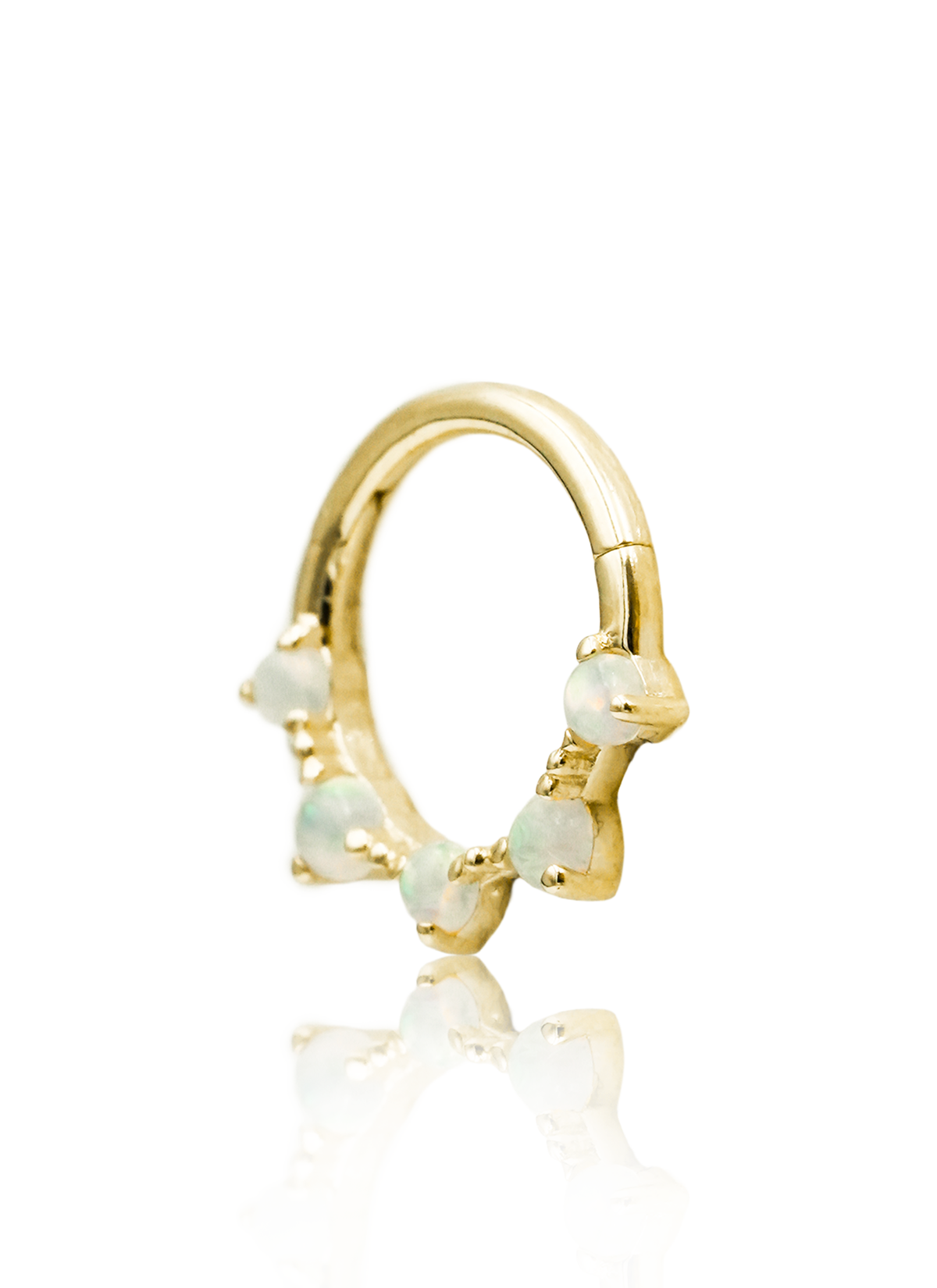 Kolczyk do ucha lub nosa "Golden Opal Crown" - 14K złoty clicker z opalami