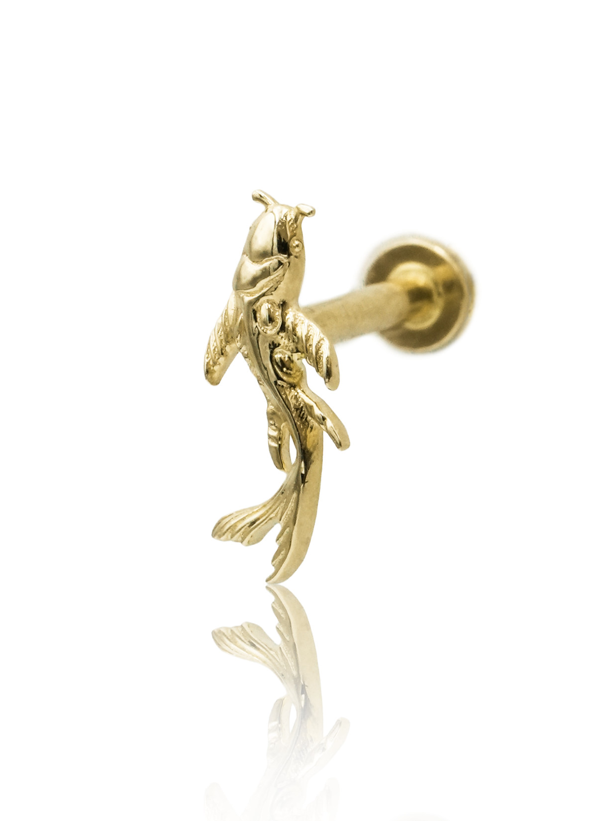 Kolczyk do ucha "Golden Koi Fish" - nakrętka 14K w kształcie rybki Koi