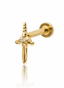 Kolczyk do ucha "Golden dagger" - 14K złoty labret w kształcie miecza