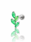 Kolczyk do ucha "4 leaf green stone" –  tytanowy labret z zielonym onyksem