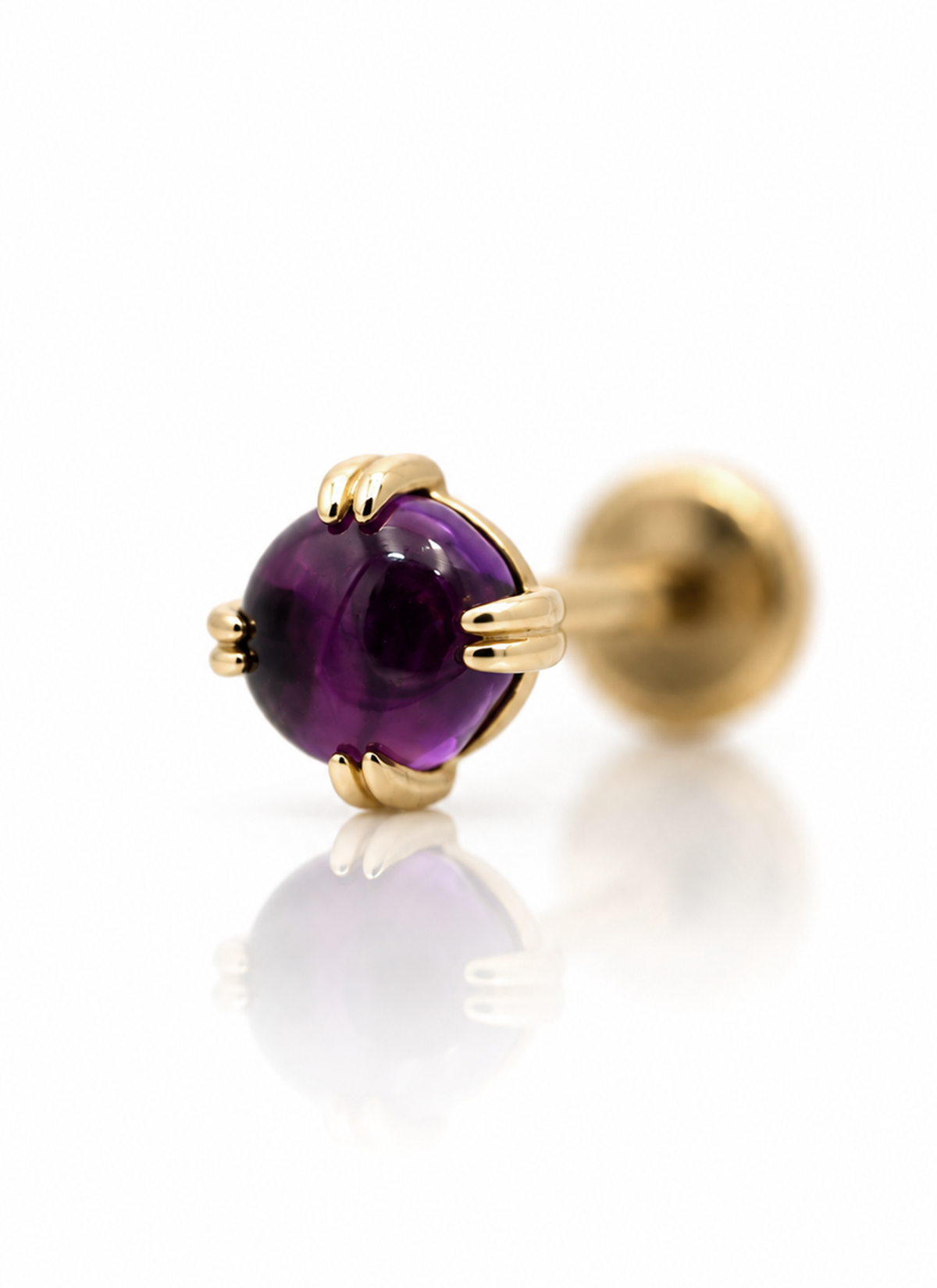 Kolczyk do ucha "Amethyst Orb" - nakrętka 14K z ametystem