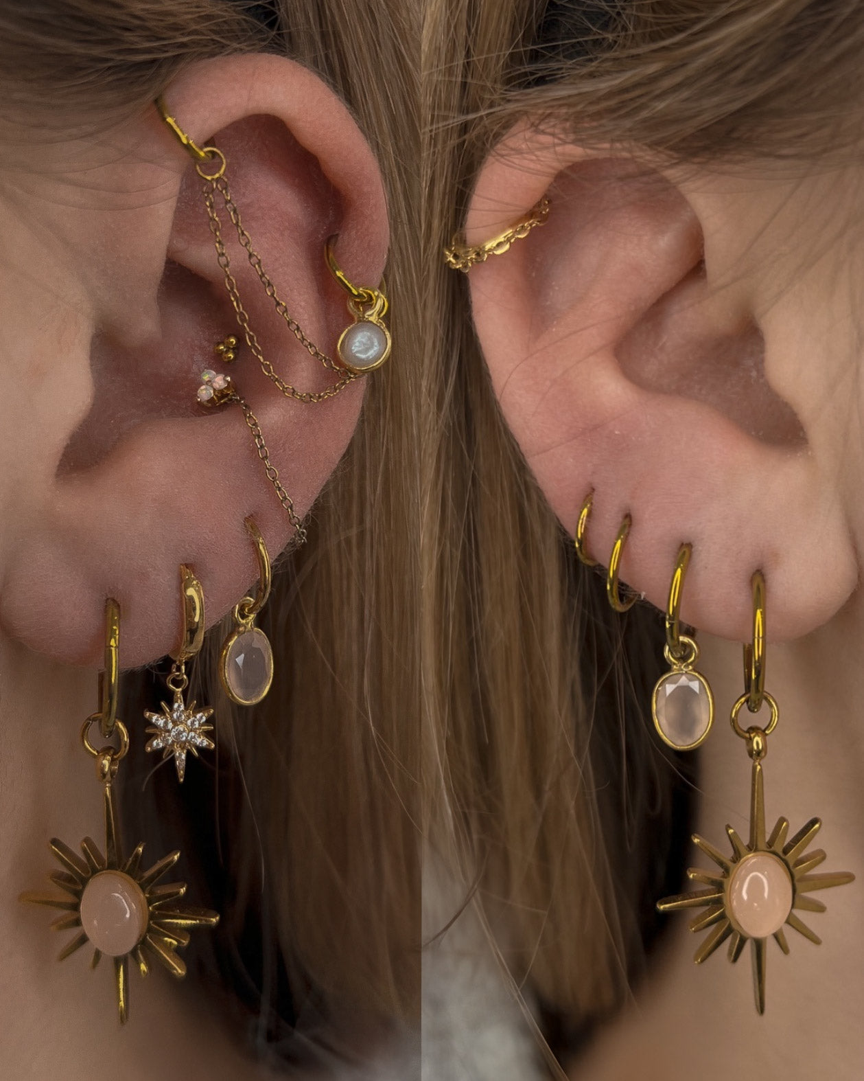 Kolczyk do ucha "Shining star gold" - tytanowy clicker z gwiazdką z cyrkoniami