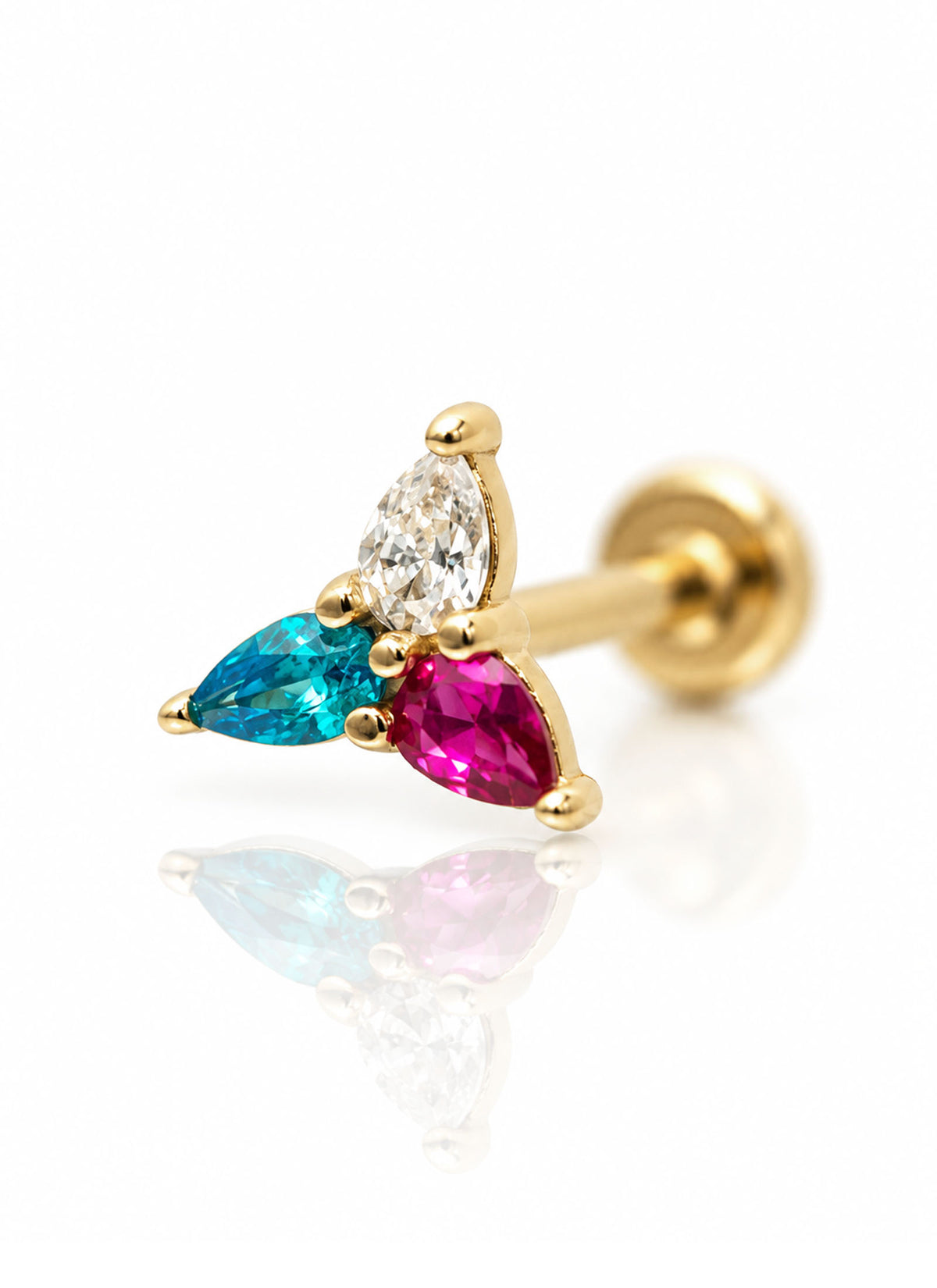 Kolczyk do ucha "Prism Trinity" - nakrętka 14K z cyrkoniami