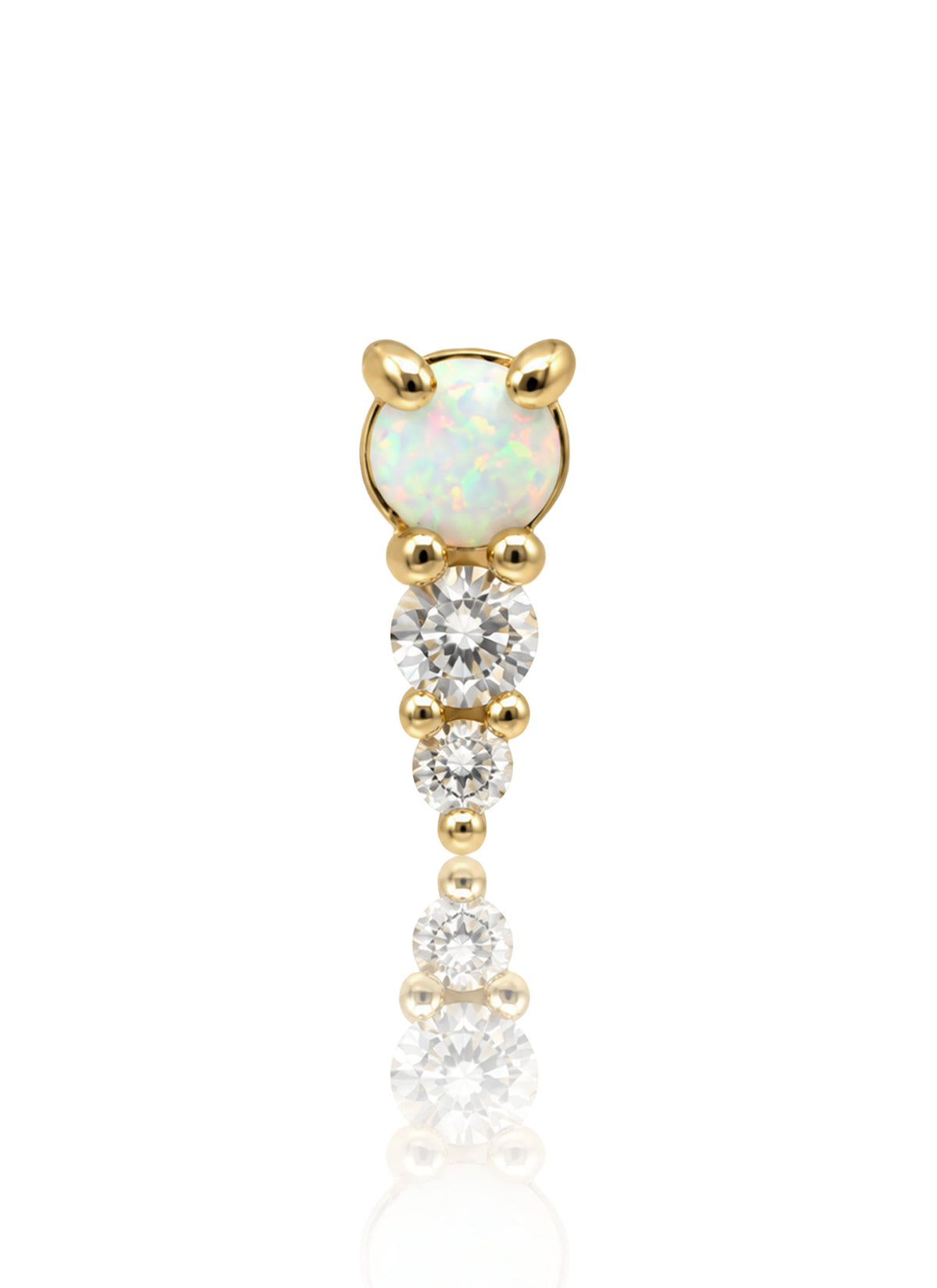 Kolczyk do ucha "Opal Trinity" - nakrętka 14K z opalem i cyrkonią