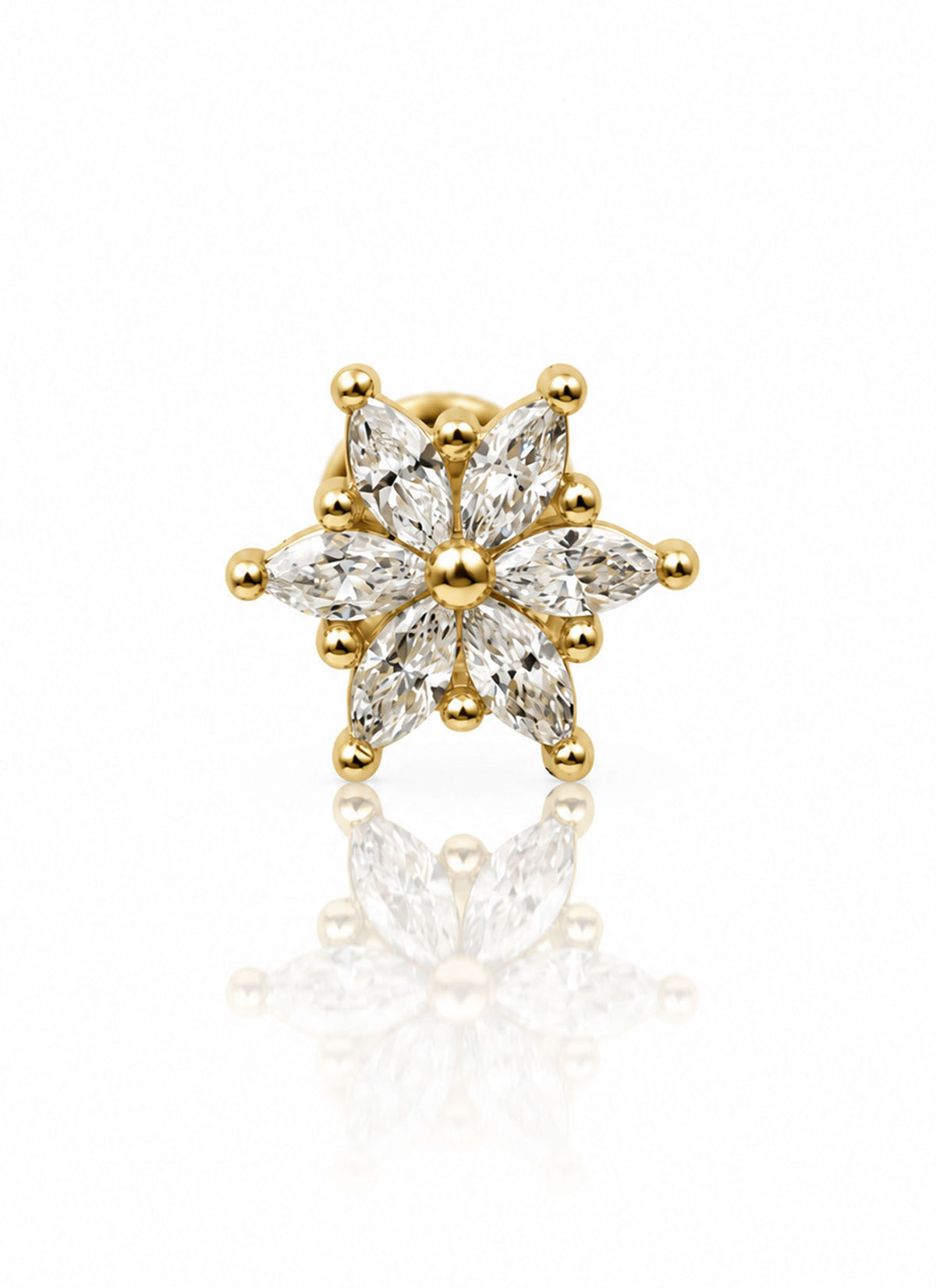 Kolczyk do ucha "Crystal blossom" - nakrętka 14K z cyrkoniami