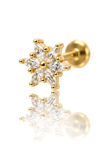 Kolczyk do ucha "Crystal blossom" - nakrętka 14K z cyrkoniami