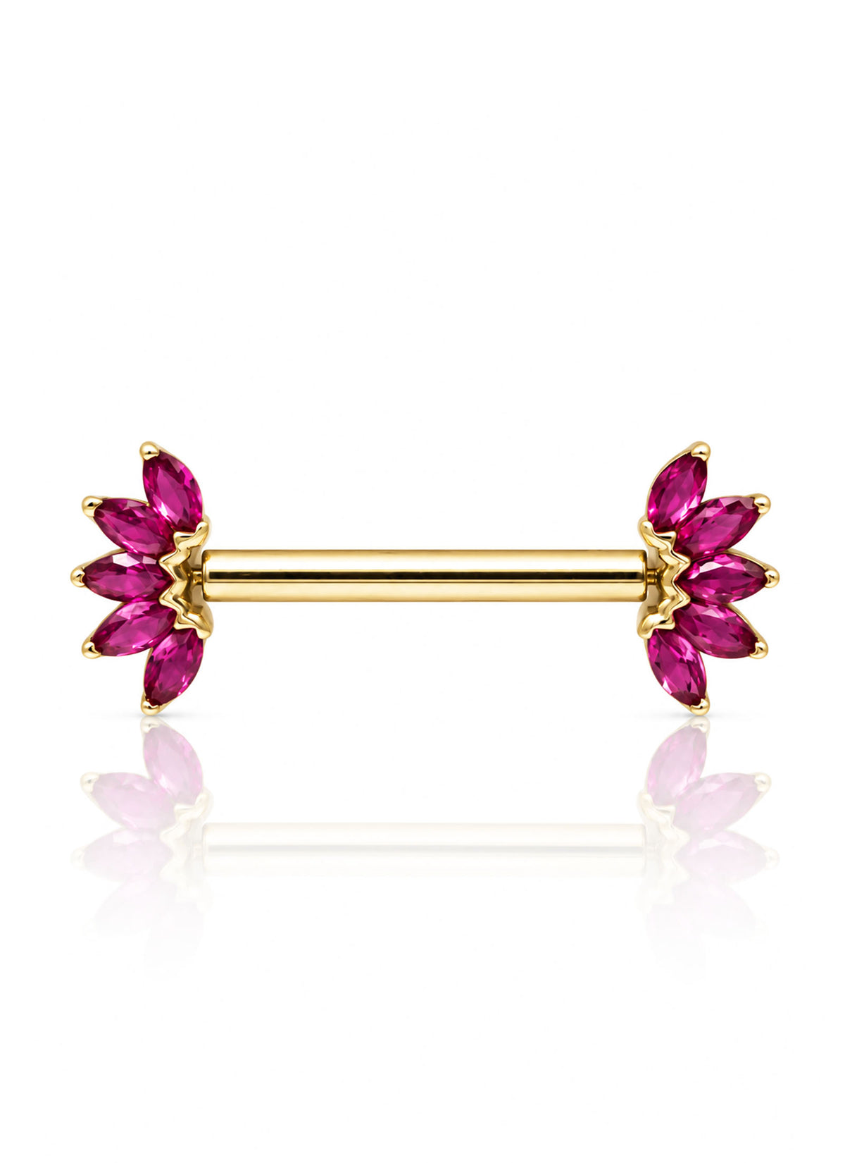 Kolczyk do sutka "Ruby Wings" - sztanga ze złota 14k