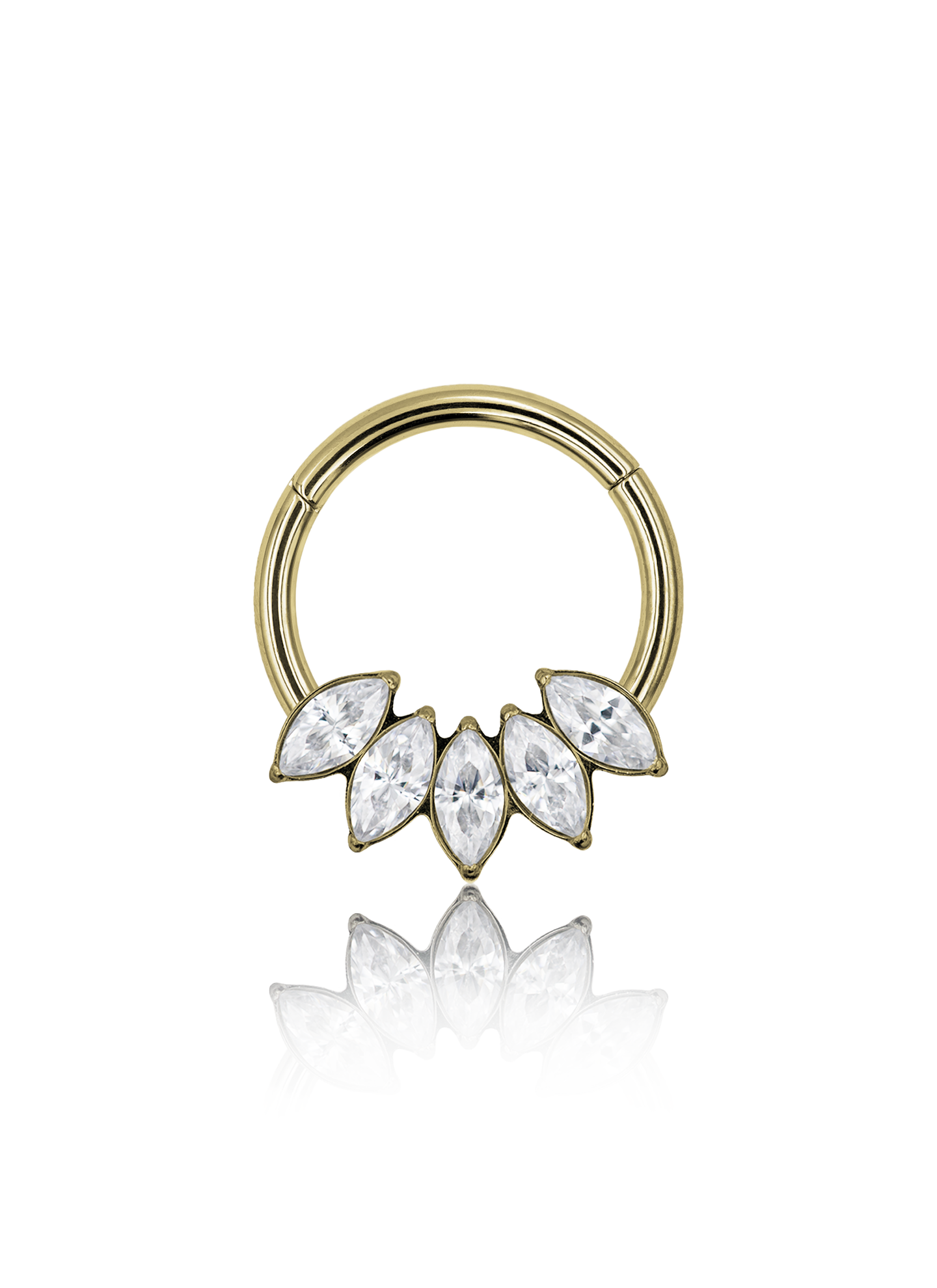 Kolczyk do ucha "Fiver" - anodyzowany tytanowy clicker z cyrkoniami