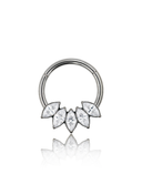 "Fiver" earring - titanium clicker with cubic zirconia