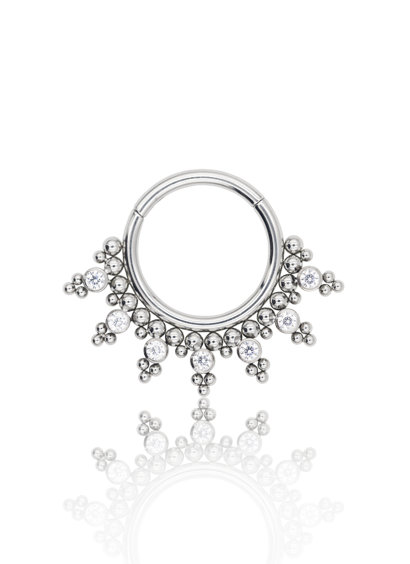 Kolczyk do ucha "Tiara" - tytanowy clicker z cyrkoniami